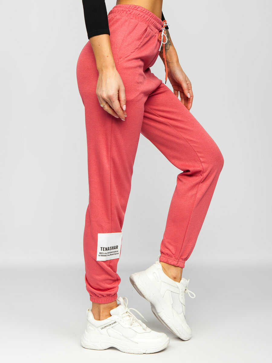 Różowe spodnie dresowe damskie Denley AF317NM