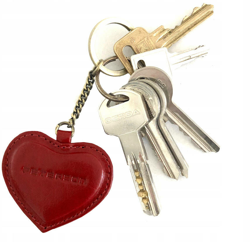 Skórzany brelok do kluczy w kształcie serca Peterson czerwony PTN BRELOK SERD RED
