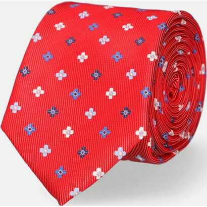 Krawat Czerwony w Kwiaty