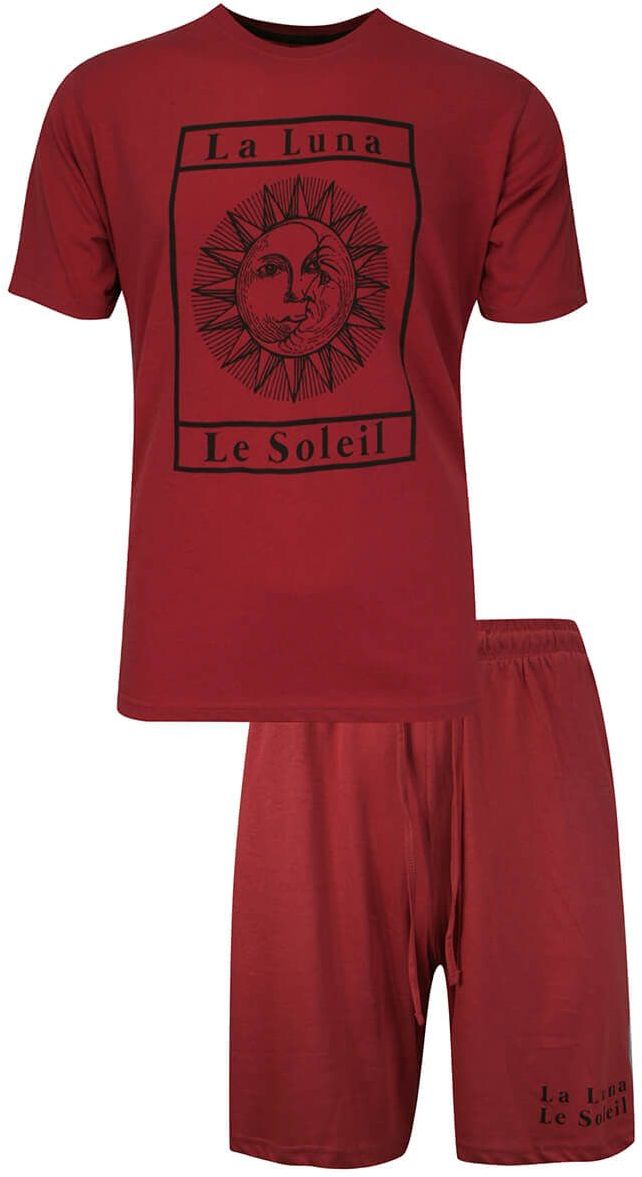 Piżama Męska, Czerwona Dwuczęściowa, Koszulka Krótki Rękaw, Krótkie Spodnie, Bawełniana PIZBRSSS21LUNArust