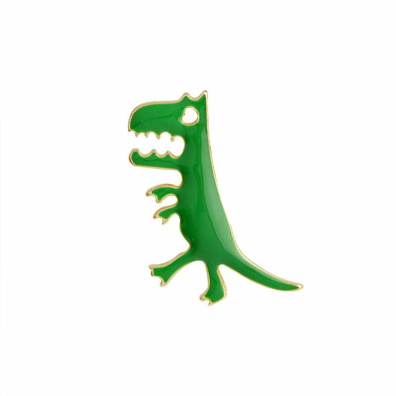 Metalowa przypinka, pins, dinozaur zielony