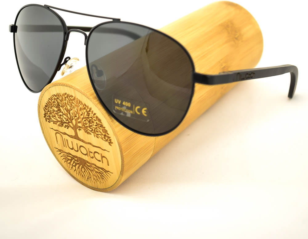 Drewniane okulary przeciwsłoneczne Niwatch Musca Black
