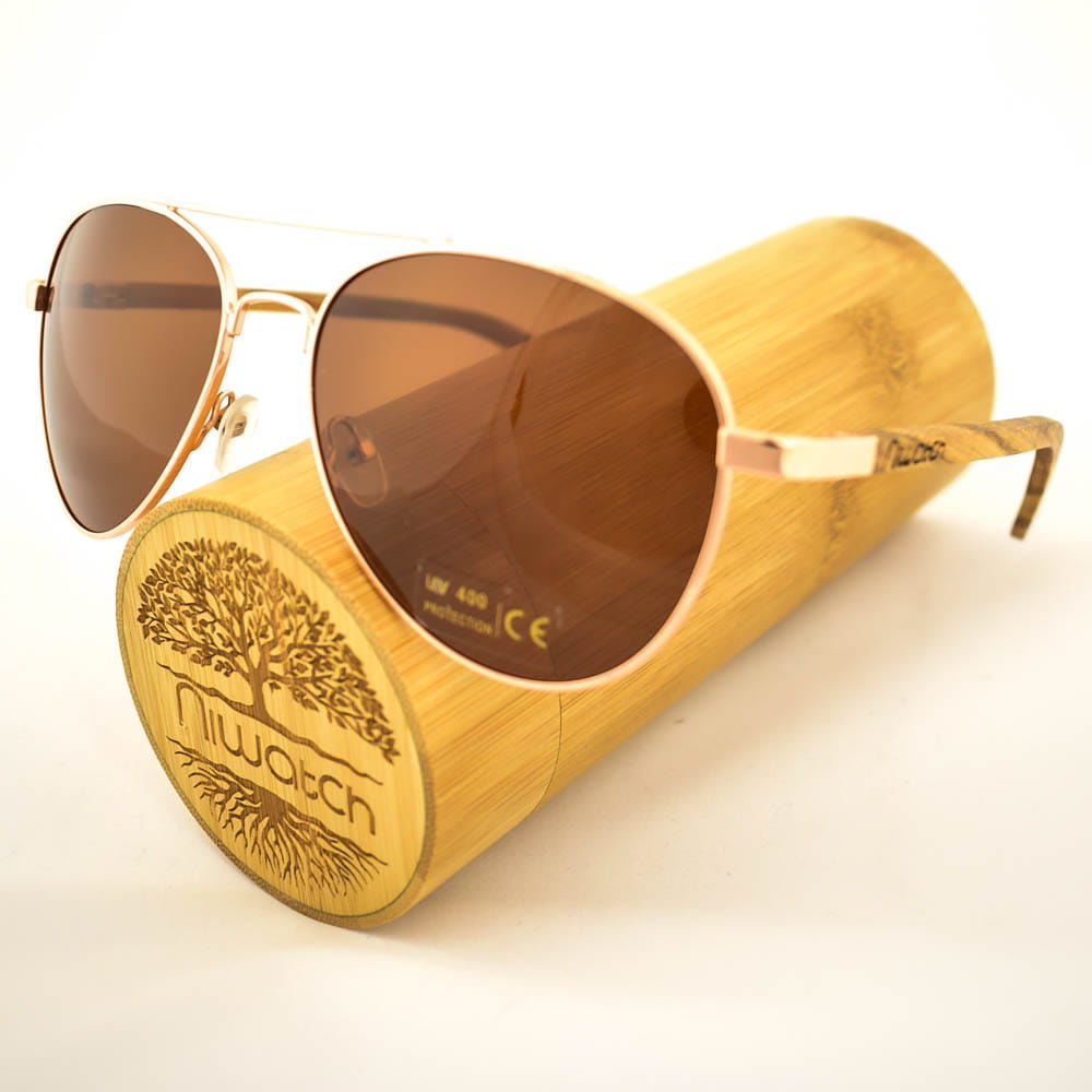 Drewniane okulary przeciwsłoneczne Niwatch Musca Brown
