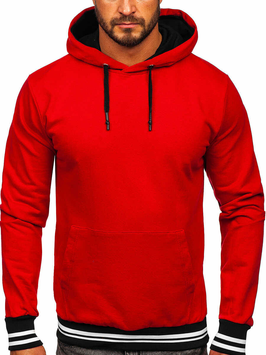 Bluza męska z kapturem czerwona Bolf 145369