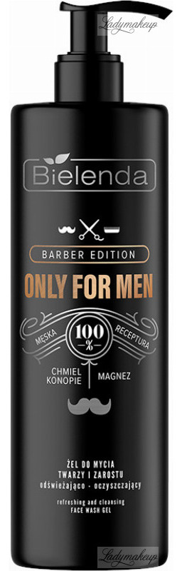 Bielenda - Only For Men Barber Edition - Face Wash Gel - Odświeżająco-oczyszczajacy żel do mycia twarzy i zarostu - 190 g