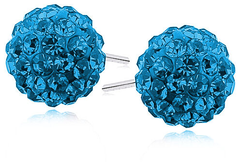 Kolczyki kulki kryształki capri blue Swarovski 10mm shamballa discoball srebro 925 CRH0010E10