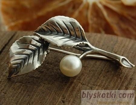 alba - srebrna broszka z perłą