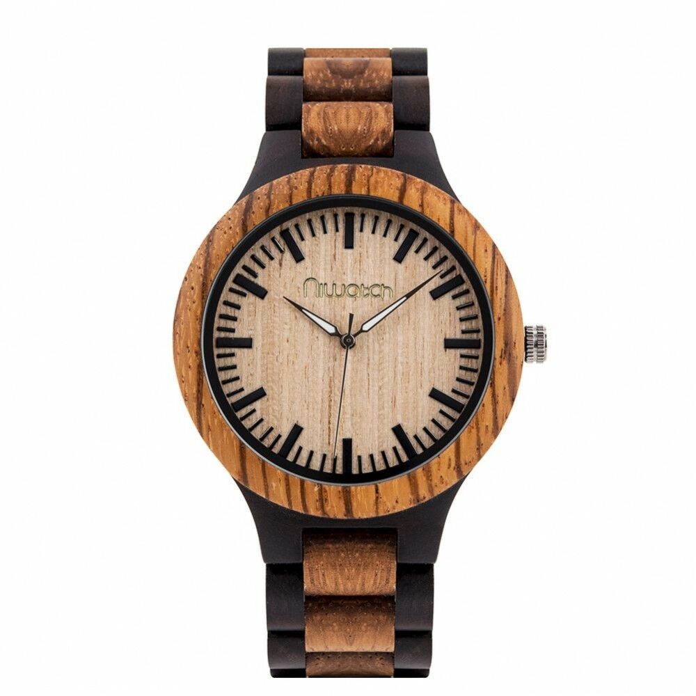 Męski zegarek drewniany Niwatch BASIC na dwukolorowej bransolecie