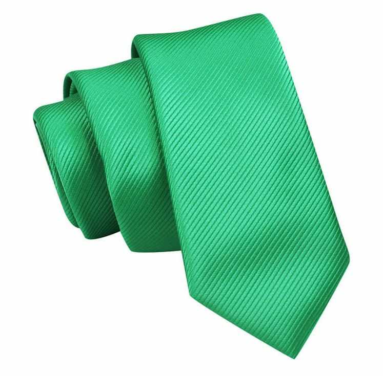 Wąski Krawat, Zielony, Trawiasty Śledź Męski, 5 cm, w Drobny Prążek, Jednokolorowy -Angelo di Monti KRADM1829