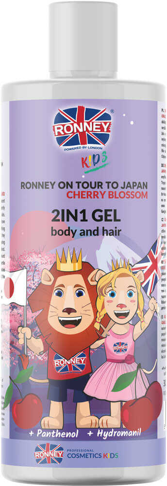 Ronney Kids Japan 2in1 Żel do mycia ciała i włosów dla dzieci o zapachu japońskiej wiśni 300ml