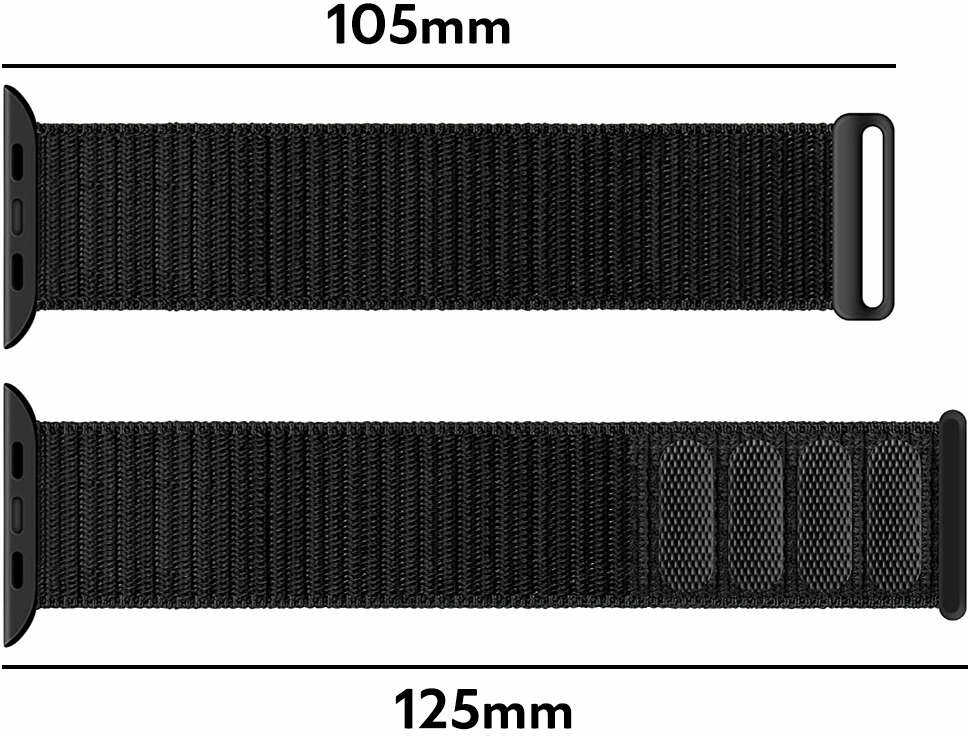Pasek Alogy Nylon Strap z rzepem do Apple Watch 1/2/3/4/5/6/7/8/SE (38/40/41mm) Czarny