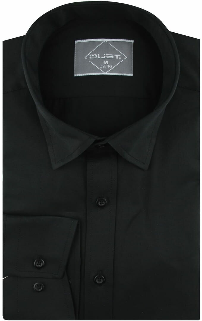 Duża Koszula Męska Elegancka Wizytowa do garnituru gładka czarna z długim rękawem w kroju REGULAR Duże rozmiary Dust. B490