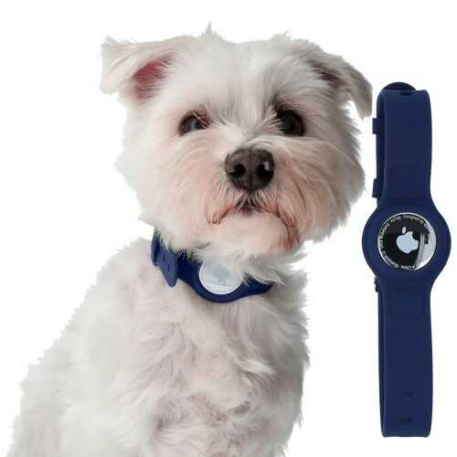 Bizon Etui Case Locator Pets do Apple AirTag, granatowe