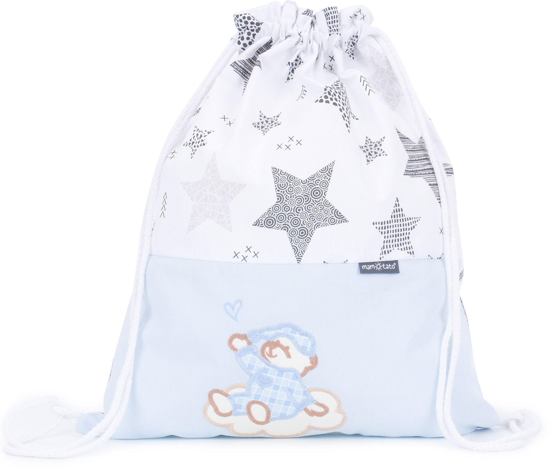 Plecak / worek bawełniany dla dzieci Starmix szary / śpioch na chmurce błękit