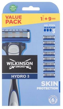 Wilkinson Sword Hydro 3 maszynka do golenia Maszynka do golenia 1 szt + Zapas 8 szt dla mężczyzn