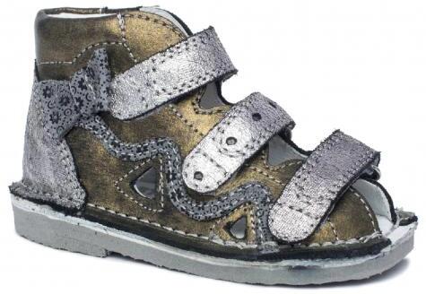 BARTEK 11686/5-V031 kapcie / sandały profilaktyczne dziewczęce - olive silver