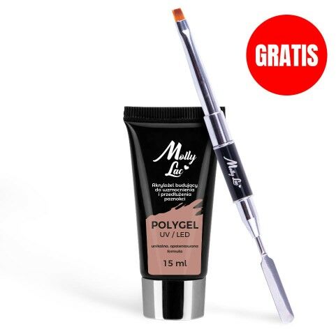 Polygel akrylożel MollyLac budujący Hema/di-Hema free Light Brown 15 ml Nr 23
