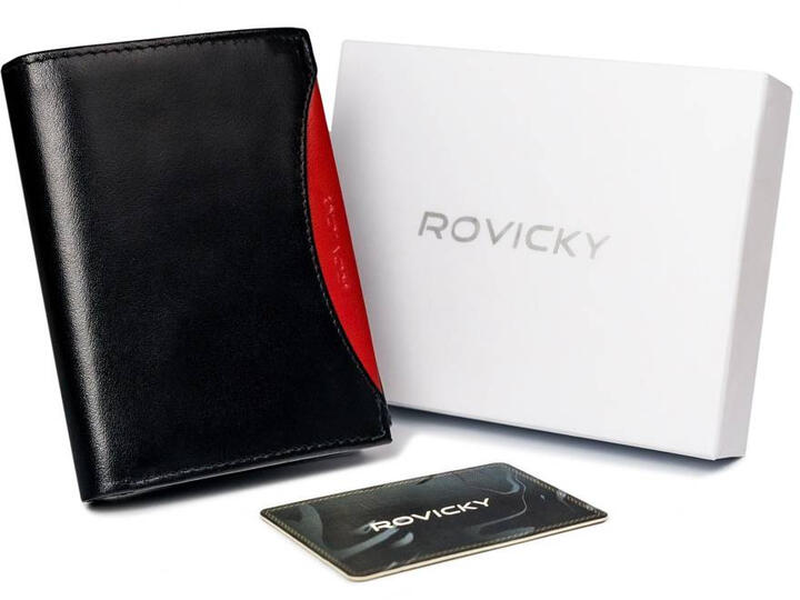 Portfel męski czarny z czerwoną wstawką Rovicky 1537-03-BOR-1225 BLA