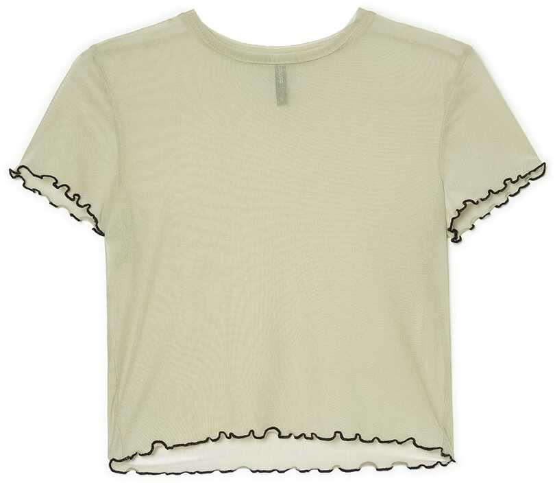 Cropp - Zielony T-shirt z siateczki mesh - Zielony