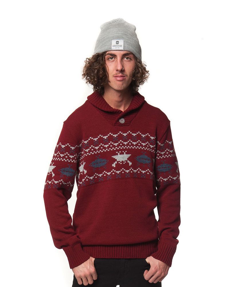sweter męski HORSEFEATHERS HEY DUDE SWEATER (ruby)