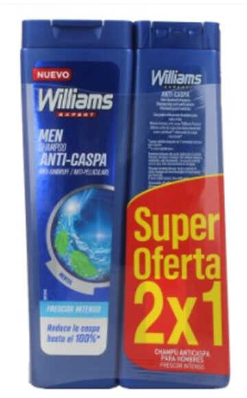 Szampon przeciwłupieżowy Williams Expert Menthol Anti-Dandruff Shampoo 2x250 ml (8437014661705)