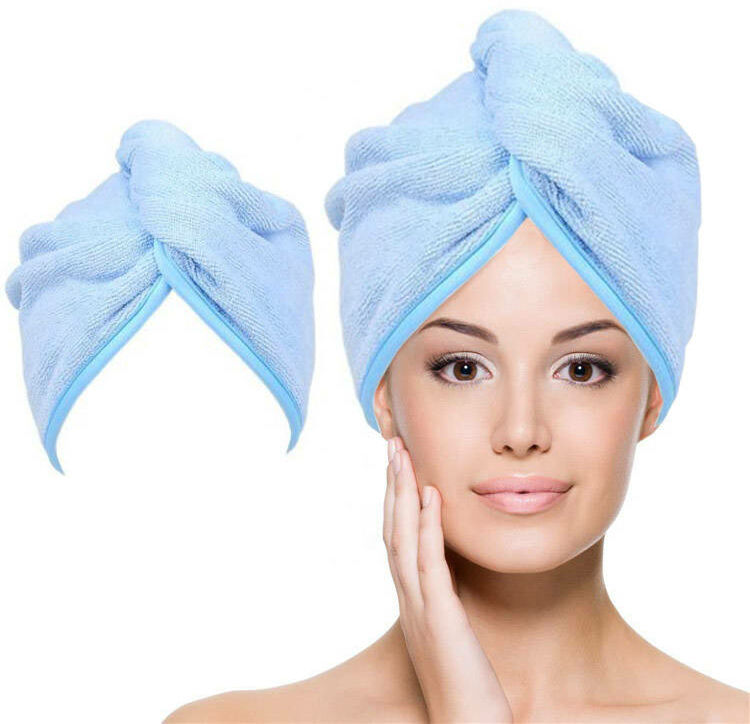Ręcznik turban kosmetyczny do włosów niebieski polski