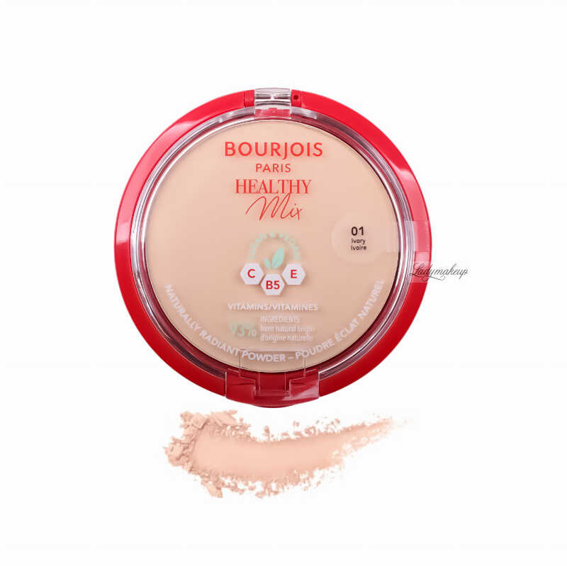 Bourjois - HEALTHY MIX - Powder - Wegański puder matujący do twarzy - 10 g - 01 IVORY