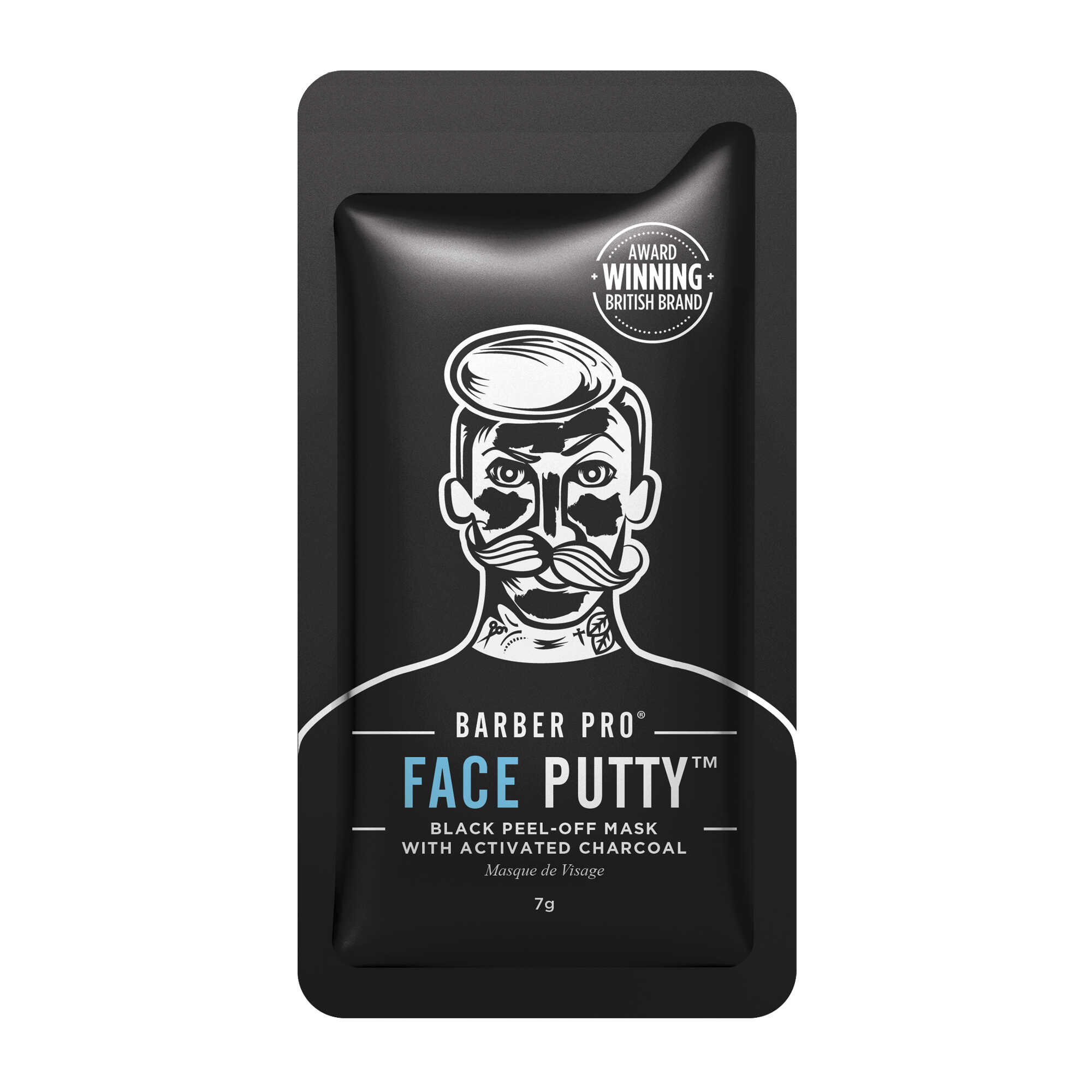 Barber Pro Face Putty Black Peel-Off - peelingująca czarna maska z węglem aktywowanym 1x7g