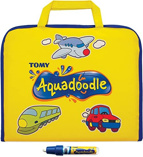TOMY - Aquadoodle Żółty Walizka rysunkowa T72369, Aktówka do rysowania wody bez plam, rysunek dla dzieci Format podróżny, magiczna kolorowanka odpowiednia dla dzieci 18 miesięcy +