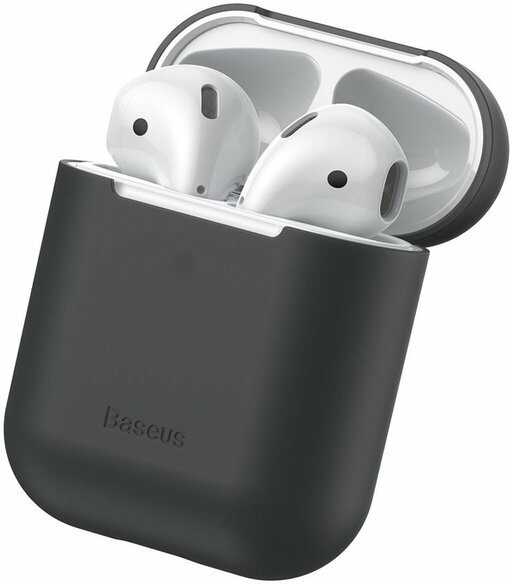 Baseus silikonowe etui na słuchawki Apple AirPods 1/2 case black