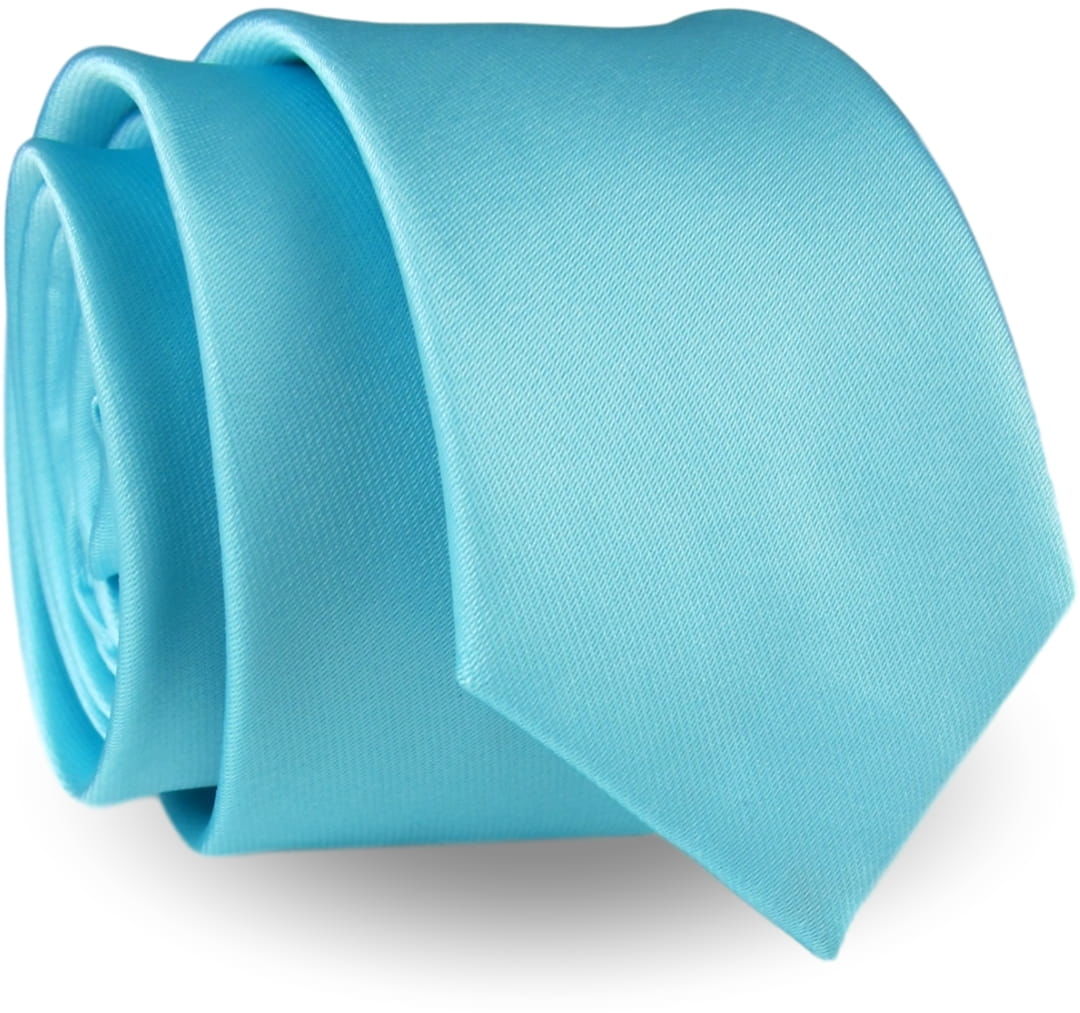 Krawat Męski Elegancki Modny Klasyczny szeroki gładki miętowy jasny błękitny G313