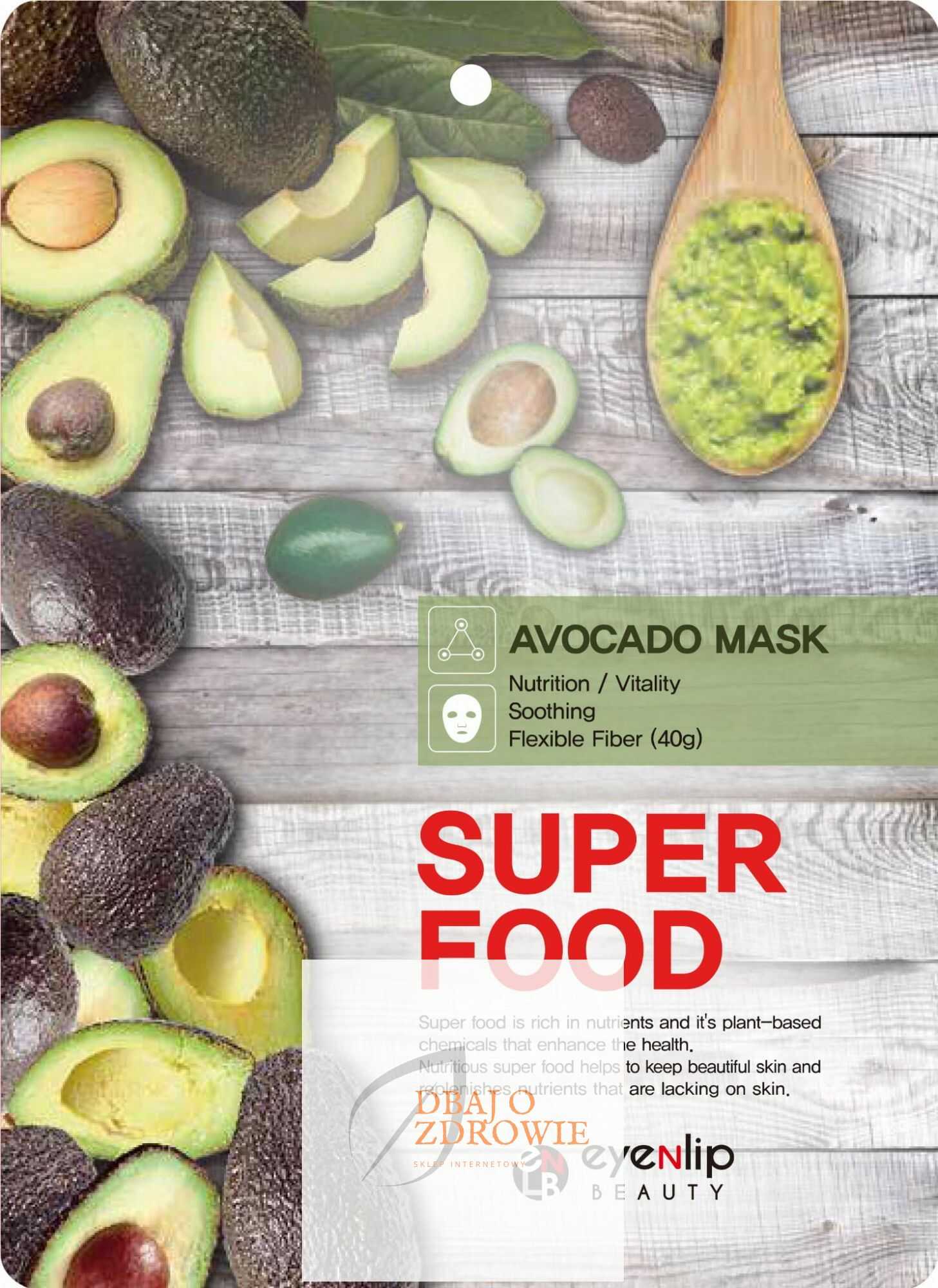 SuperFood Avocado odżywczo-łagodząca maska w płachcie, Eyenlip