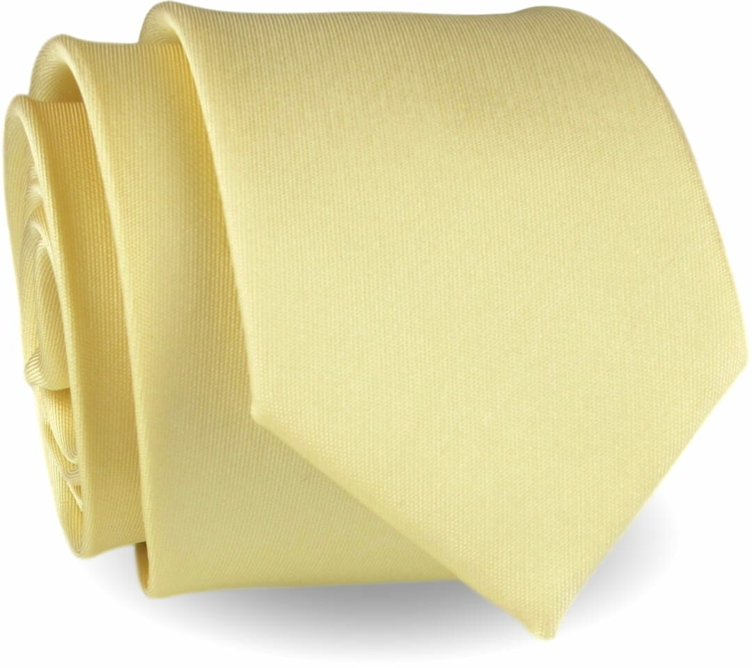 Krawat Męski Elegancki Modny Śledź wąski gładki żółty piaskowy kanarkowy G288