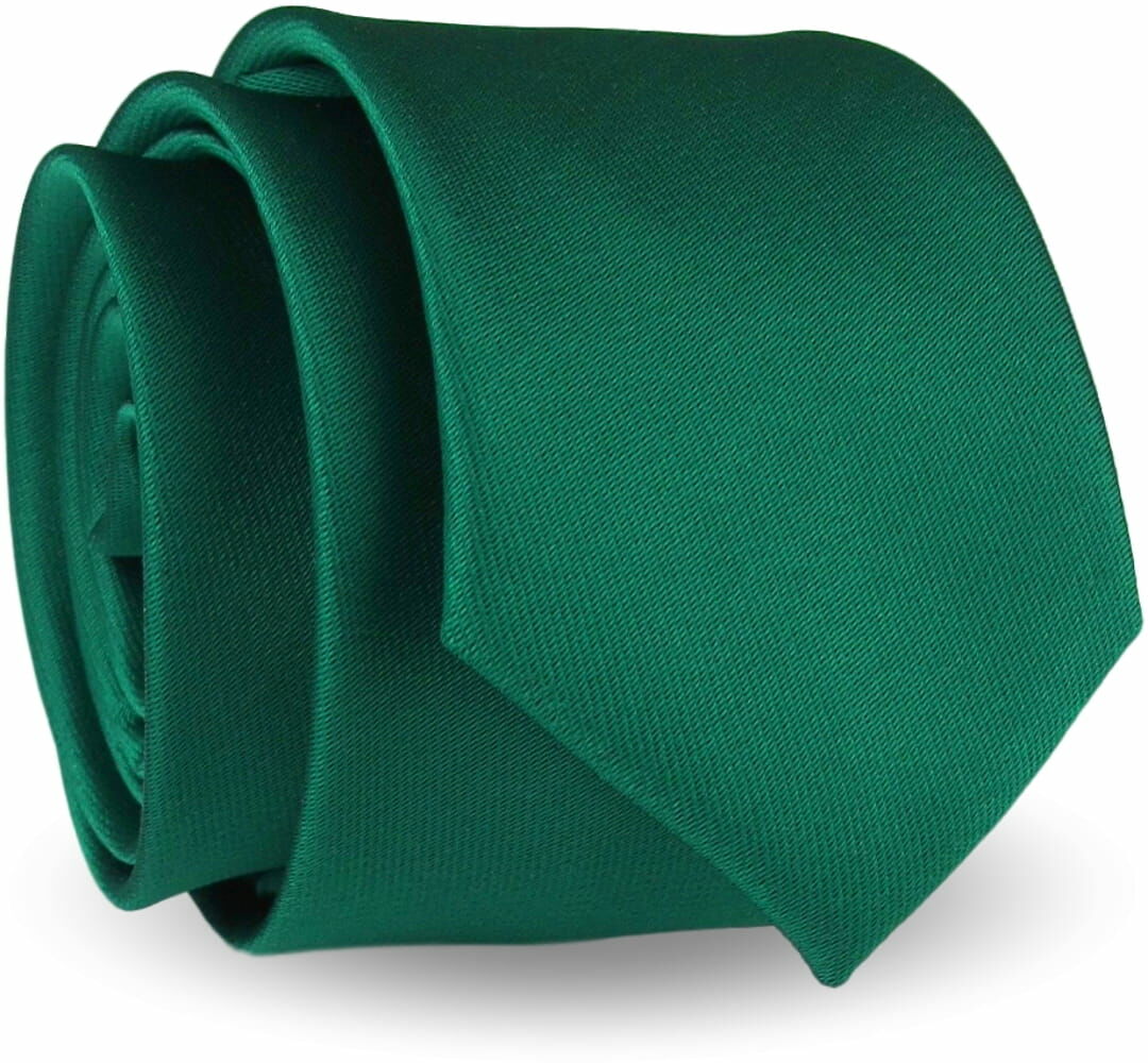 Krawat Męski Elegancki Modny Śledź wąski gładki zielony malachitowy zieleń butelkowa G295
