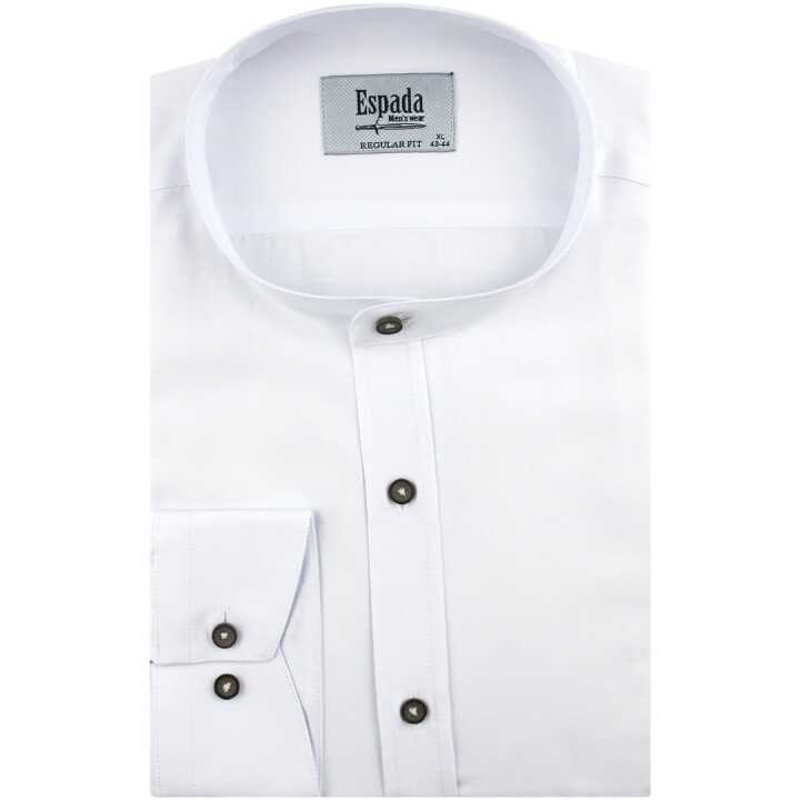 Koszula Męska Codzienna ze stójką gładka biała z długim rękawem w kroju REGULAR Espada Men''s Wear E230
