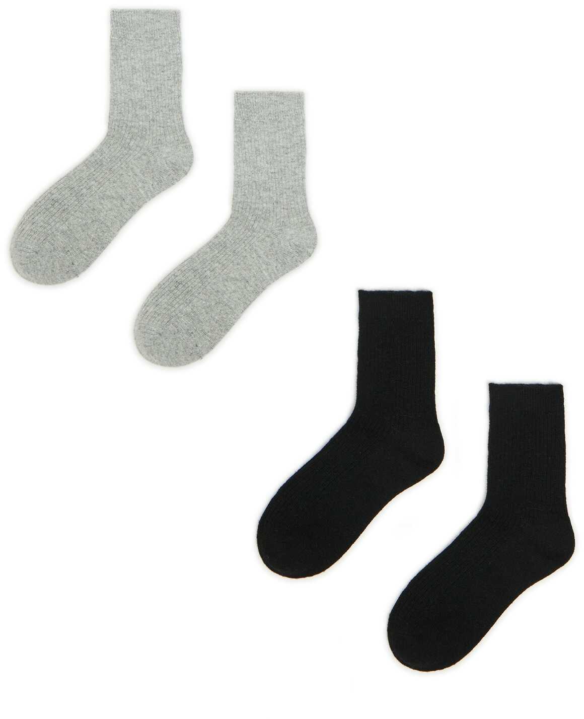Cropp - 2 pack skarpet z domieszką wełny - Jasny szary