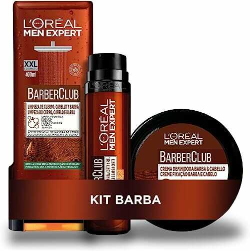 L''Oréal Paris Men Expert Pack Barber Club do pielęgnacji brody dla mężczyzn z woskiem do mocowania + krem nawilżający do brody + żel pod prysznic