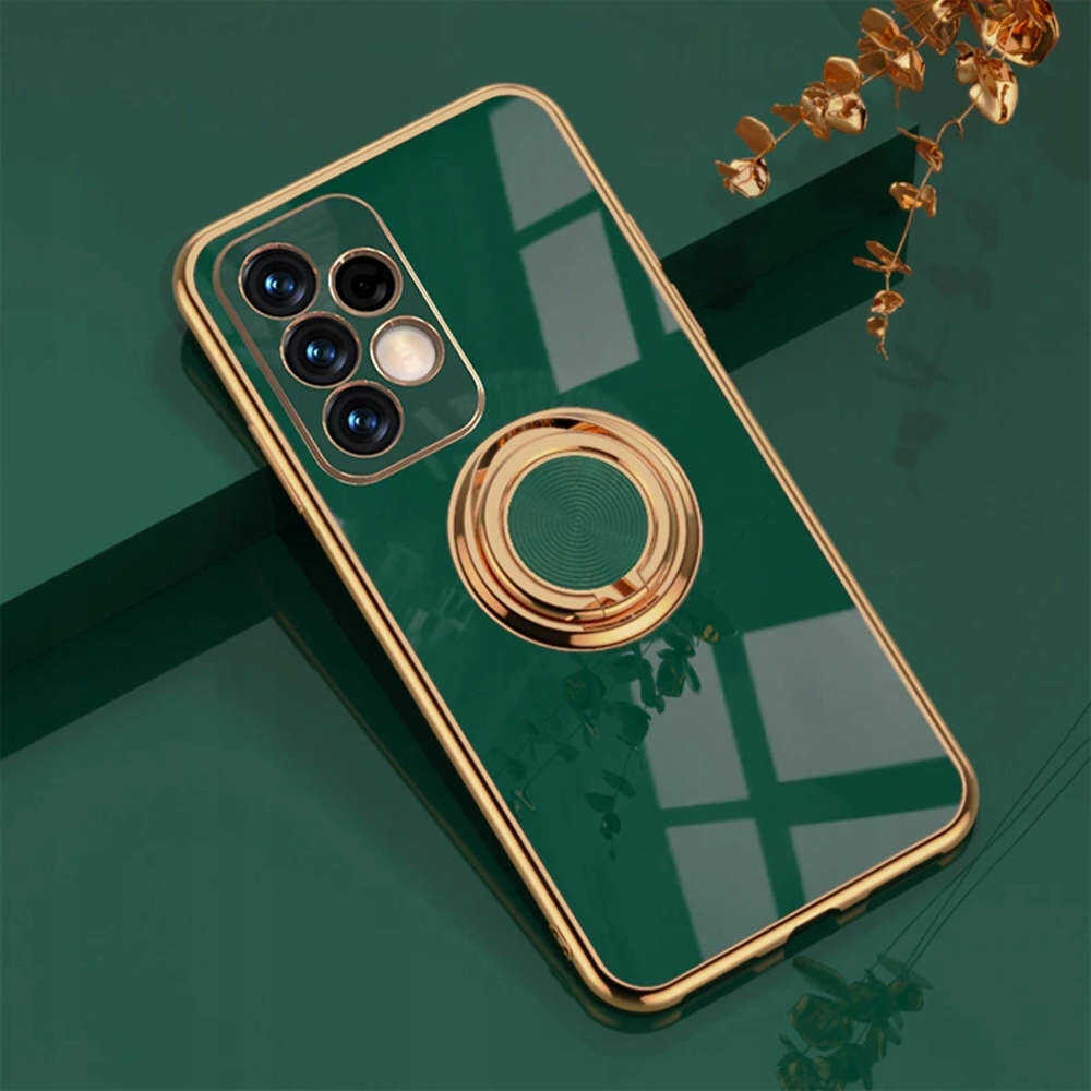 Etui Alogy TPU Luxury Ring Case z uchwytem na palec do Samsung Galaxy A53 5G zielone ze złotą ramką + Szkło