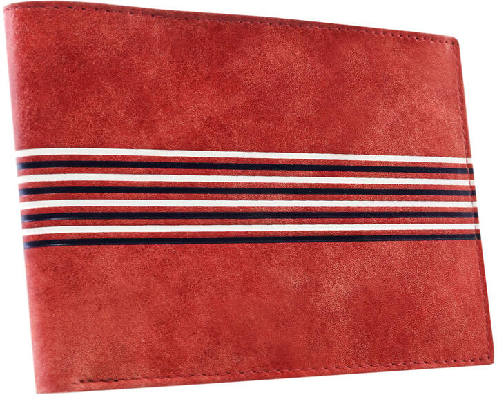Portfel męski czerwony zdobiony paskami 701-CSG RED WHITE BL