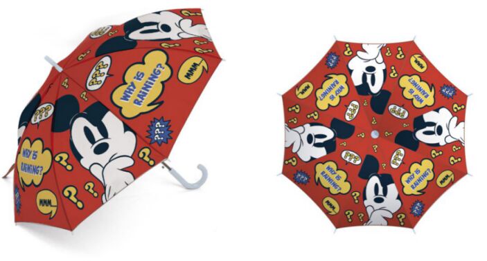 Setino Parasolka dla dzieci Myszka Miki 5266 Mickey Mouse czerwony parasol błękitna rączka