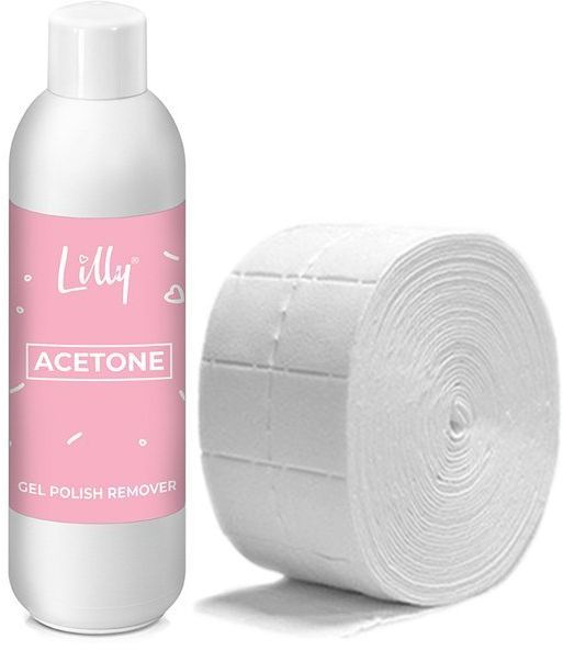 Lilly Aceton kosmetyczny 500 ml + waciki bezpyłowe 20 szt.