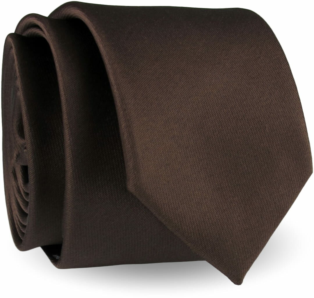 Krawat Męski Elegancki Modny Klasyczny szeroki gładki brązowy czekoladowy G308