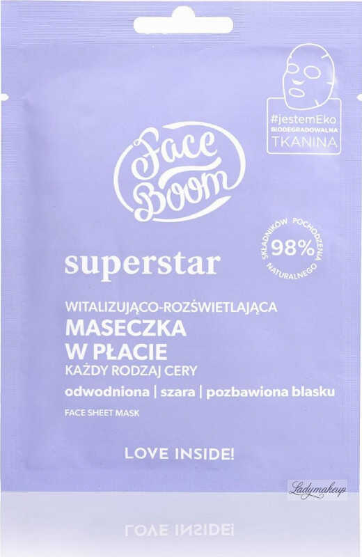 BodyBoom - FaceBoom - Superstar - Face Sheet Mask - Witalizująco-rozświetlająca maseczka w płacie