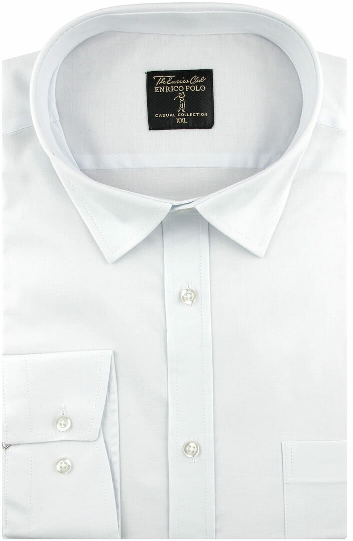 Duża Koszula Męska Elegancka Wizytowa do garnituru gładka biała z długim rękawem Duże rozmiary Enrico Polo B785
