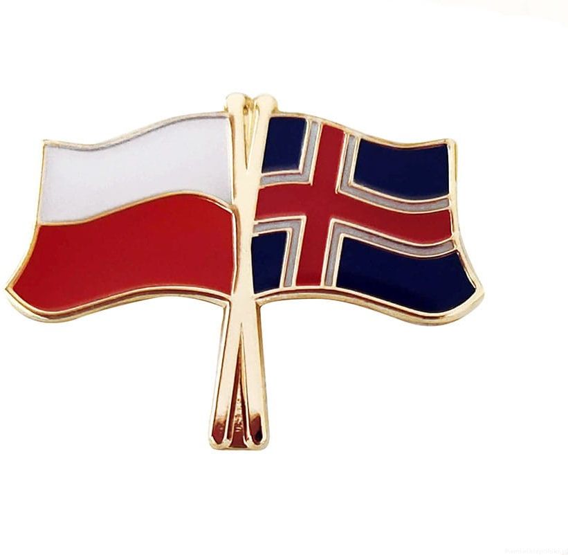 Flaga Polska - Islandia, przypinka