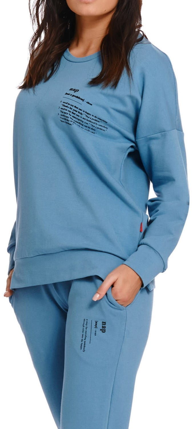 Bawełniana bluza damska Dn-nightwear DRS.4216 niebieska