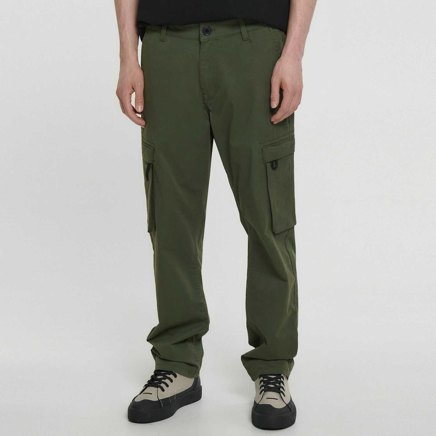 Cropp - Zielone spodnie straight cargo - Khaki