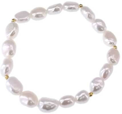 CRISTA GOLD Bransoletka białe naturalne perły nieregularne na gumce
