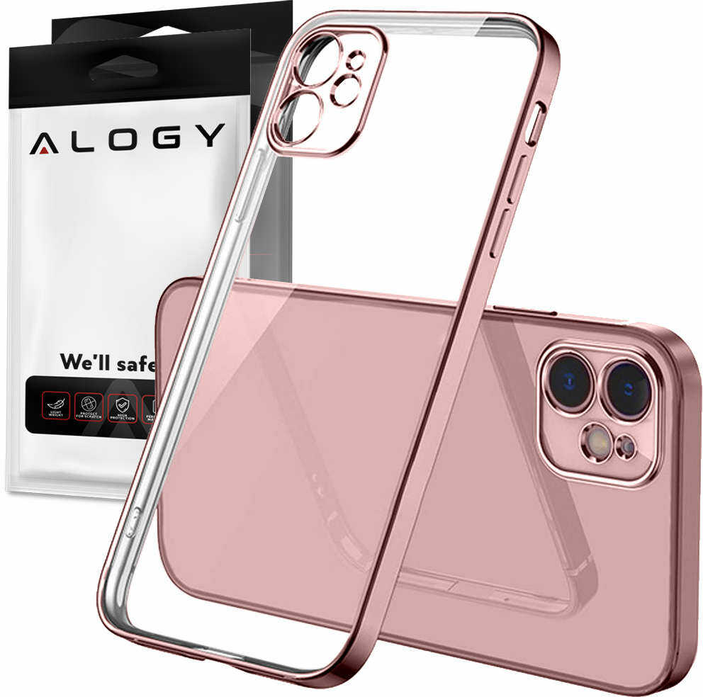 Etui Alogy TPU Luxury Case z osłonką na aparat do Apple iPhone 12 różowo-przezroczyste