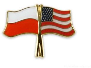 Flaga Polska - USA, przypinka
